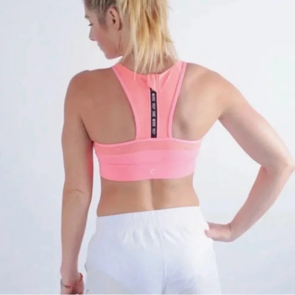 Zyia Hot Pink Coral High Neck Zip Back All-Star Women's Sports Bra Size Large - Picture 7 of 7